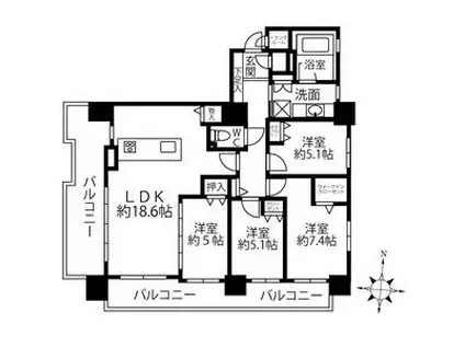 クリオ円山鳥居前(4LDK/7階)の間取り写真