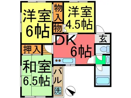 ウィーンハイツ B棟(3DK/2階)の間取り写真