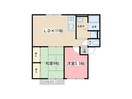 パストラル西野(2LDK/1階)の間取り写真