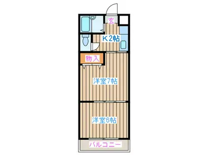 ソフィア(2K/4階)の間取り写真