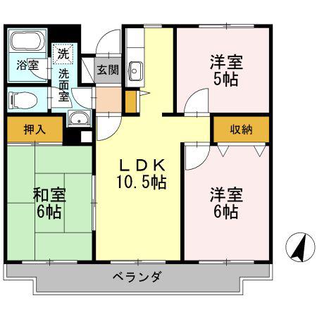 湘南藤沢ユーマンション(3LDK/1階)の間取り写真