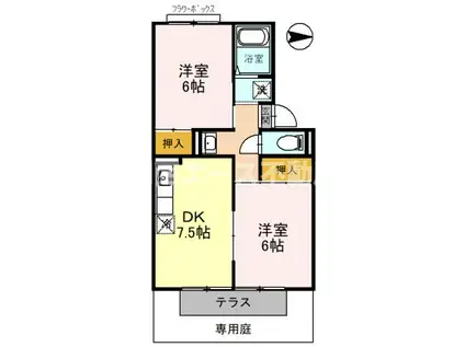 パルコート林I(2DK/1階)の間取り写真