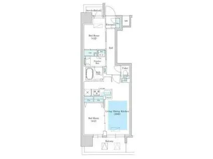 アーバネックス同心Ⅱ(2LDK/4階)の間取り写真