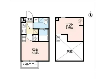 プロローグ(1K/2階)の間取り写真