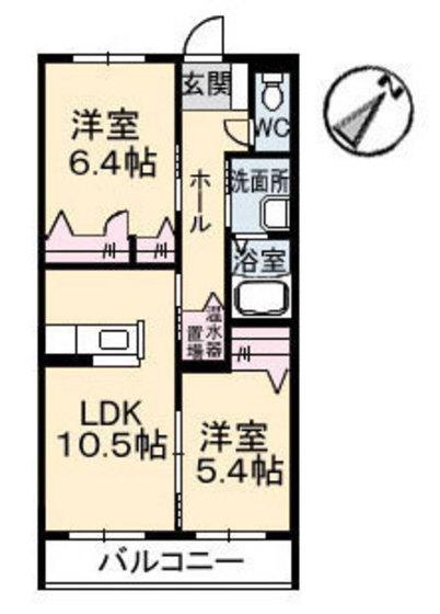 レインボーヒルズ(2LDK/2階)の間取り写真