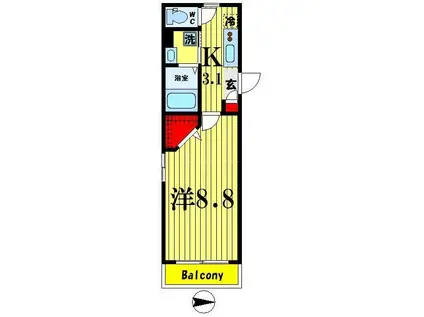 ハニーズコーポ(1K/2階)の間取り写真