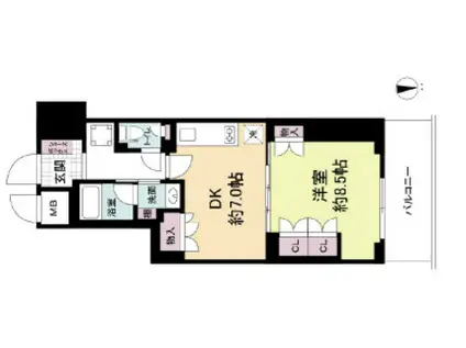 ルネフラッツ谷町四丁目(1LDK/12階)の間取り写真