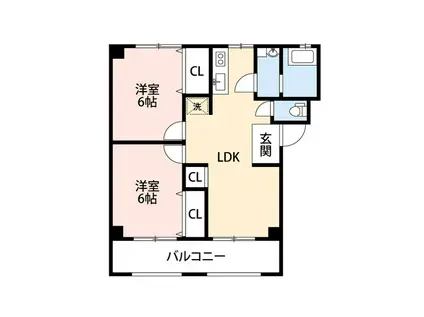 サンハイム松美台(2LDK/3階)の間取り写真