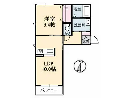 クオレール吉敷(1LDK/2階)の間取り写真