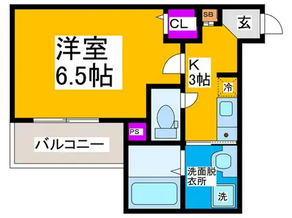 ALEGRIA放出(1K/3階)の間取り写真