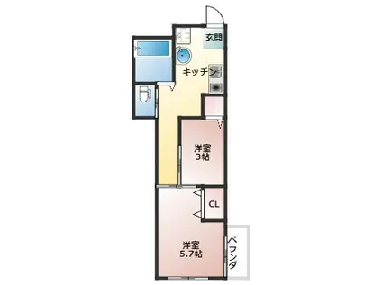 永和第10ビル(2K/3階)の間取り写真