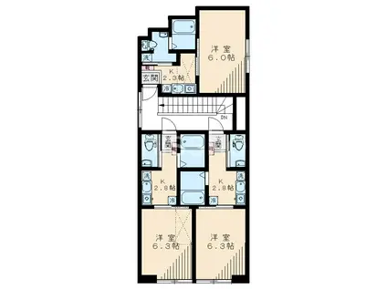 LOTUSひばりヶ丘(1K/2階)の間取り写真