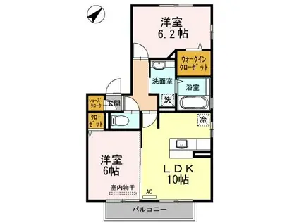 ミラカーサ II棟(2LDK/2階)の間取り写真