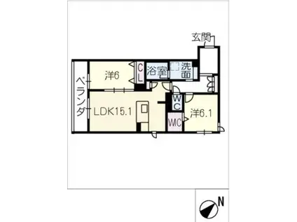 エルパティオ S棟(2LDK/3階)の間取り写真