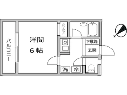 二葉ハイツ(1K/2階)の間取り写真