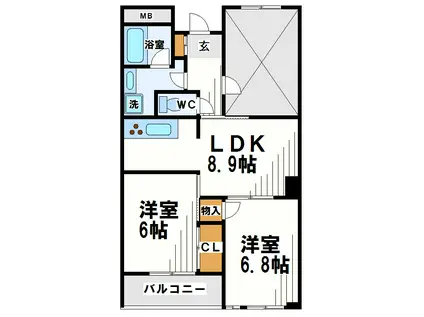ウイング ハルナホーム(2LDK/2階)の間取り写真