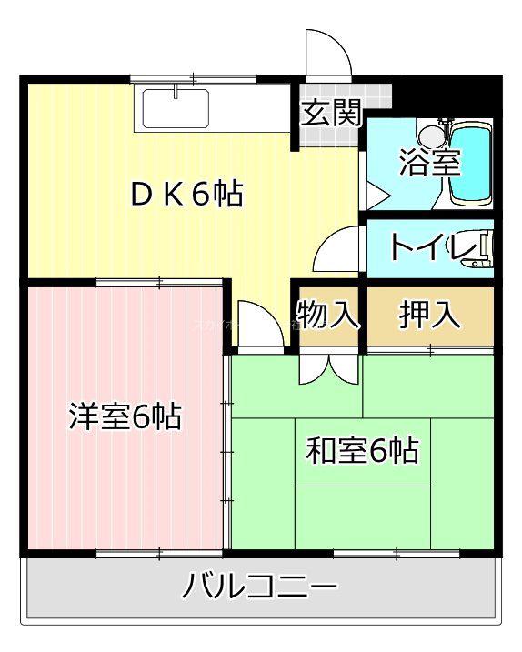 上島マンション(2DK/1階)の間取り写真