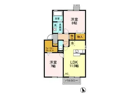 メゾン・ルピナ A/B(2LDK/2階)の間取り写真