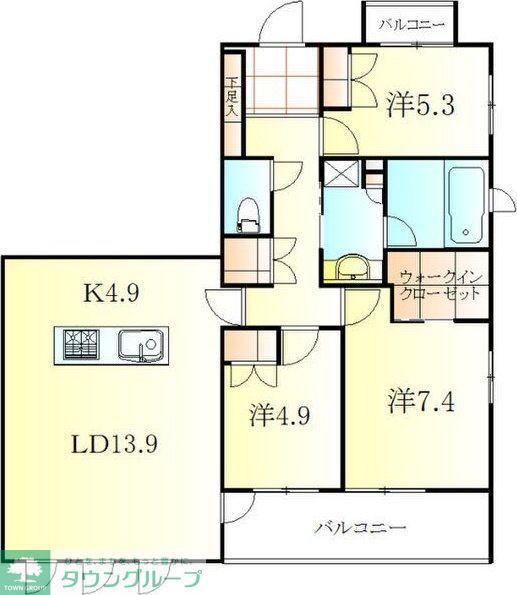 サンクレーア矢場町(3LDK/14階)の間取り写真