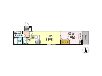 セレスティア南花畑IV(1LDK/1階)の間取り写真