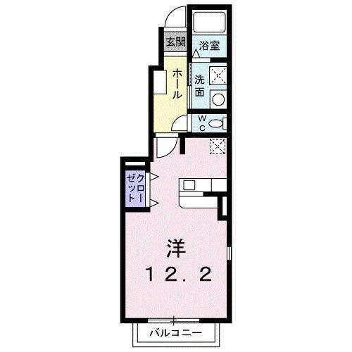 プリムローズ II(ワンルーム/1階)の間取り写真