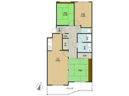 グレイス山代(3LDK/1階)の間取り写真