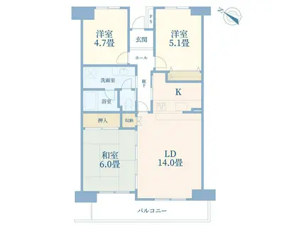 秋津コート(3LDK/7階)の間取り写真