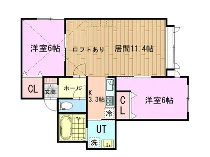 ＪＲ宗谷本線 士別駅 徒歩13分 2階建 築19年(2LDK/2階)の間取り写真