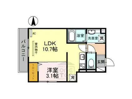 ステイブルコート元町(1LDK/3階)の間取り写真