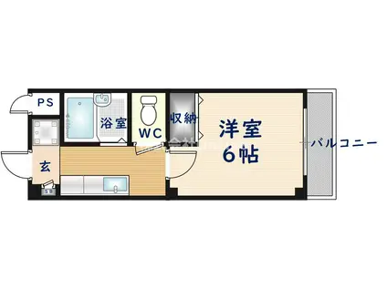 ジュネスチャイムII(1K/2階)の間取り写真