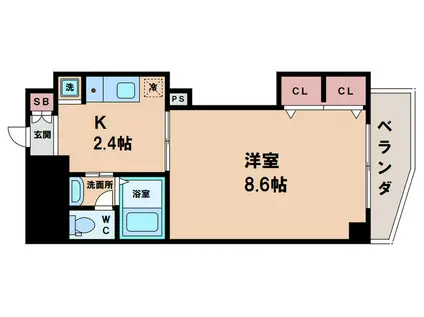 アンソレイユ天王寺北(1K/5階)の間取り写真