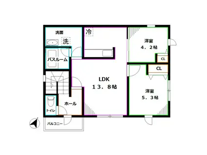 NOA MAILE (2LDK/2階)の間取り写真