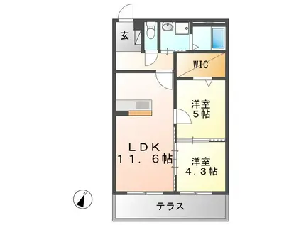 アレリア・レミーユII(2LDK/3階)の間取り写真