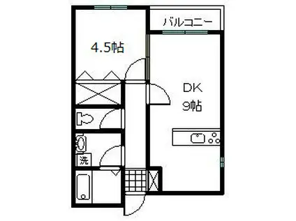 ヴィラージュ河鹿I(1LDK/1階)の間取り写真