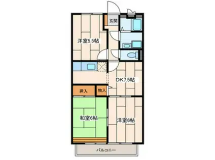 パルコート(3DK/2階)の間取り写真