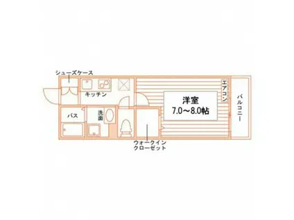 WOOD WALK MIZUMOTO(1K/1階)の間取り写真