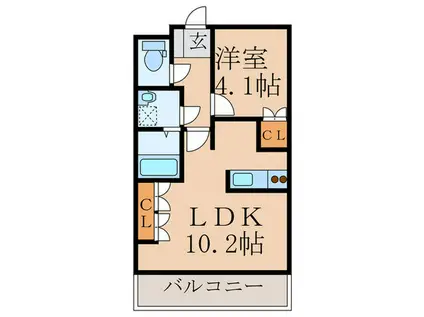 アルカディア(1LDK/2階)の間取り写真