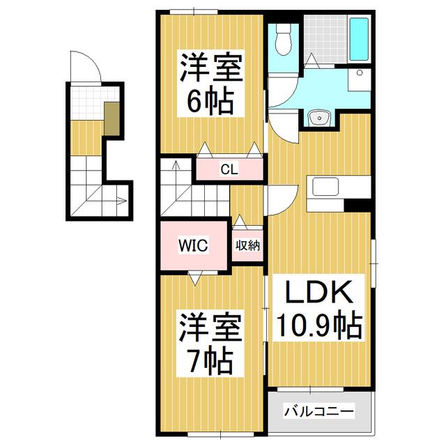 カーサ デ アンジェラ(2LDK/2階)の間取り写真