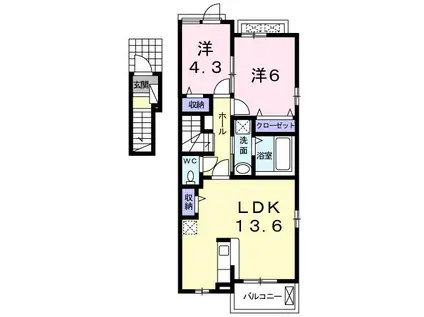サニー I(2LDK/2階)の間取り写真