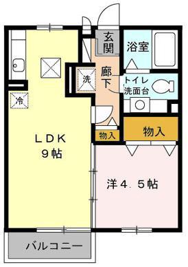 モナリエ磯(1LDK/1階)の間取り写真