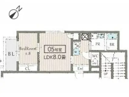 リアコート吹田山田(1LDK/4階)の間取り写真