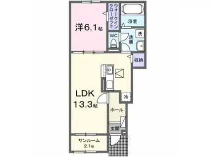 メゾンシャルマンKII(1LDK/1階)の間取り写真