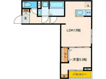 パセオプラシード連坊(1LDK/2階)の間取り写真