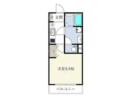 REGIES近代長瀬(1K/1階)の間取り写真