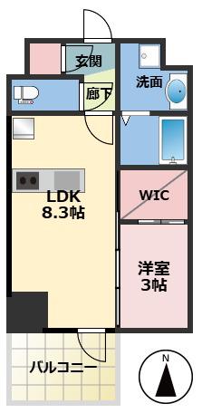 セレニテ東梅田アリエ(1LDK/10階)の間取り写真