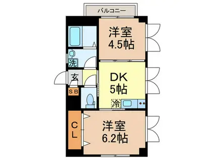 コメンスメント(2DK/3階)の間取り写真