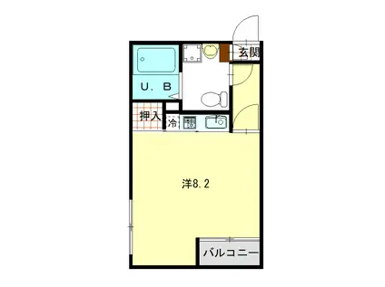 TASYARDIV(ワンルーム/4階)の間取り写真