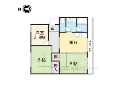 南井ハイツ(2LDK/1階)の間取り写真