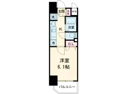 プレサンス神戸プレシャス(1K/2階)の間取り写真