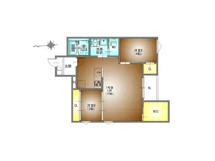 REGALEST名古屋駅前(2LDK/3階)の間取り写真